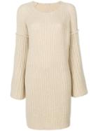 Agnona - Oversized Sleeve Sweater - Women - Polyamide/wool/camel Fur - M, Nude/neutrals, Polyamide/wool/camel Fur