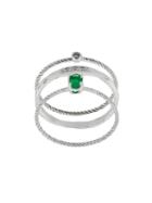 Wouters & Hendrix Gold Emerald & Diamond Set Of Three Rings - White