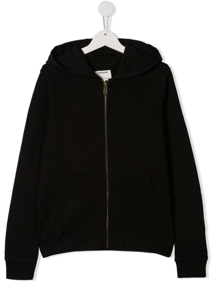 Zadig & Voltaire Kids Teen Back Patch Zip Hoodie - Black