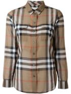 Burberry Brit Checked Shirt, Women's, Size: Large, Brown, Cotton