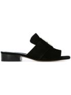 Dorateymur Silver Logo Buckle Mule - Black