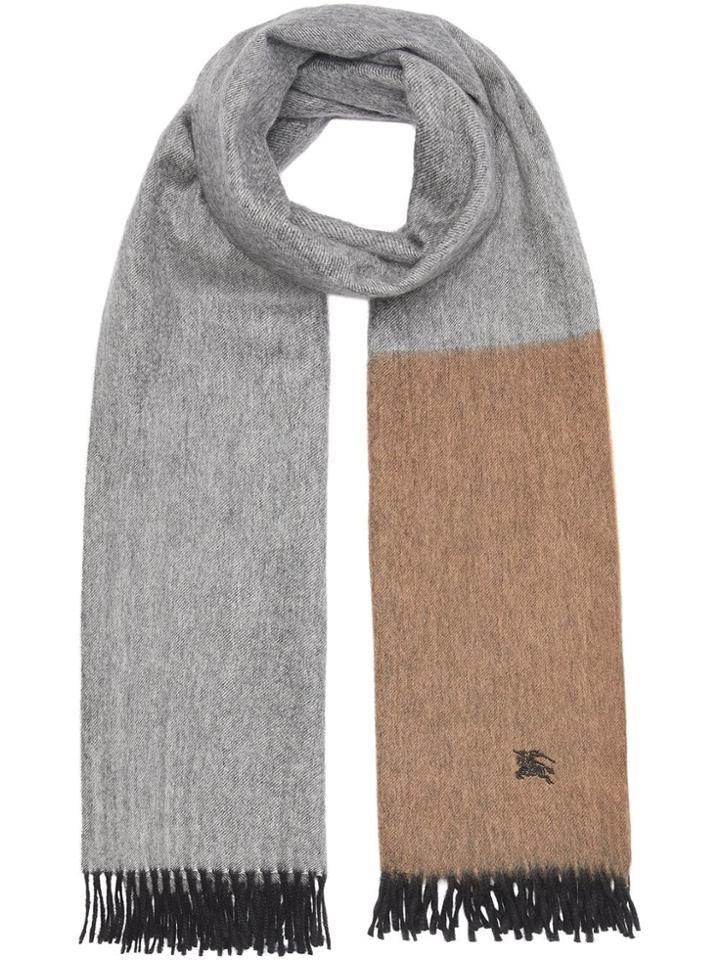 Burberry Colour Block Cashmere Scarf - Grey