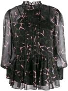 Emporio Armani Floaty Camouflage-print Blouse - Black
