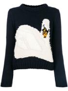 Jw Anderson Cropped Swan Sweater - Blue