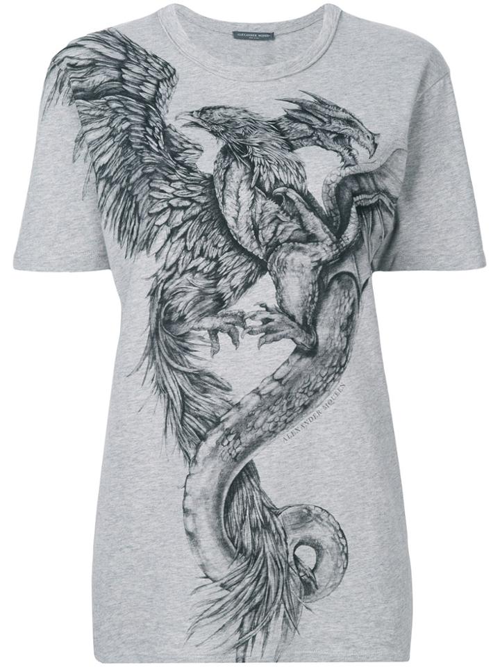 Alexander Mcqueen Phoenix Print T-shirt - Grey