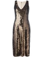 Alice+olivia Sequined V-neck Dress, Women's, Size: Xs, Grey, Polyester/spandex/elastane