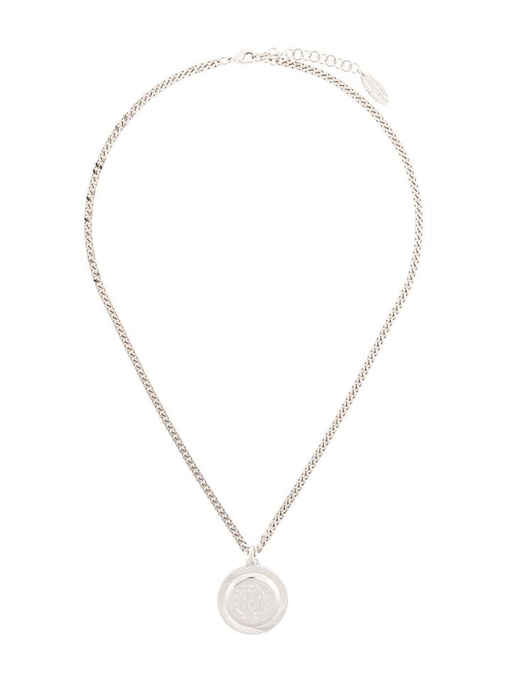 Roberto Cavalli Heraldic Logo Medallion Necklace - Metallic