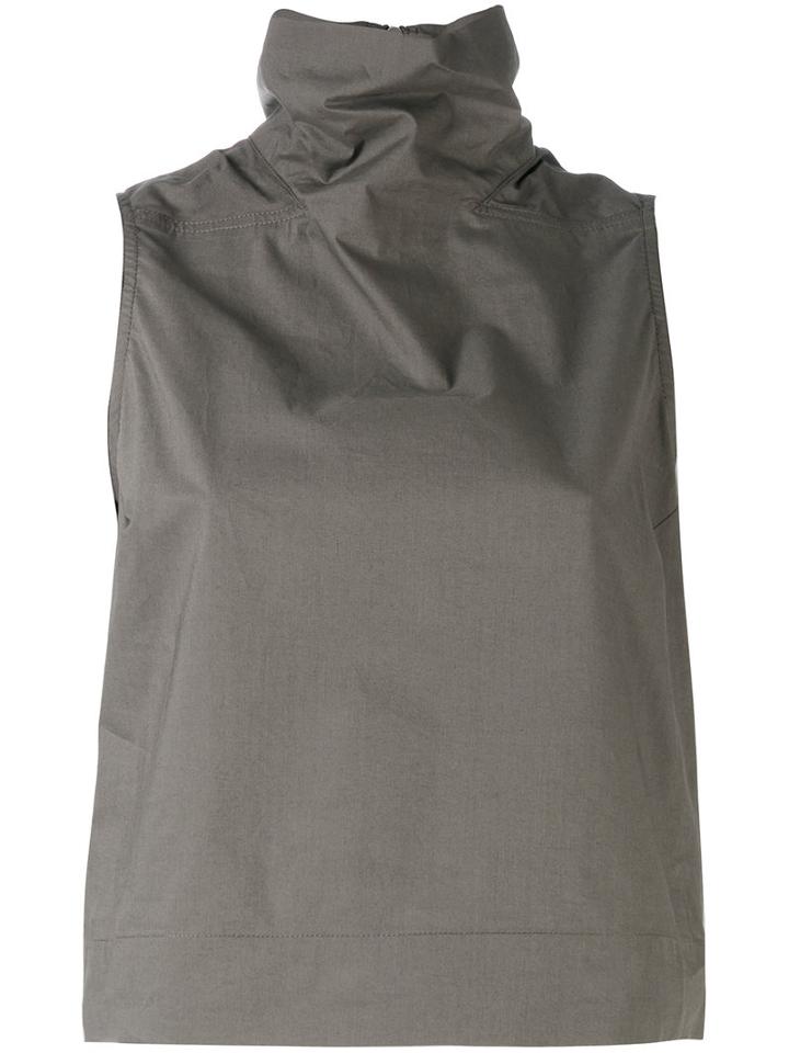 Rick Owens Drkshdw - Roll Neck Top - Women - Cotton - M, Grey, Cotton