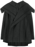 Issey Miyake Oversized Striped Coat - Black