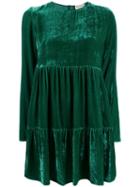 Semicouture Velvet Tiered Dress - Green