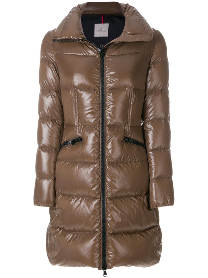 Moncler Jasminum Longline Padded Jacket - Brown