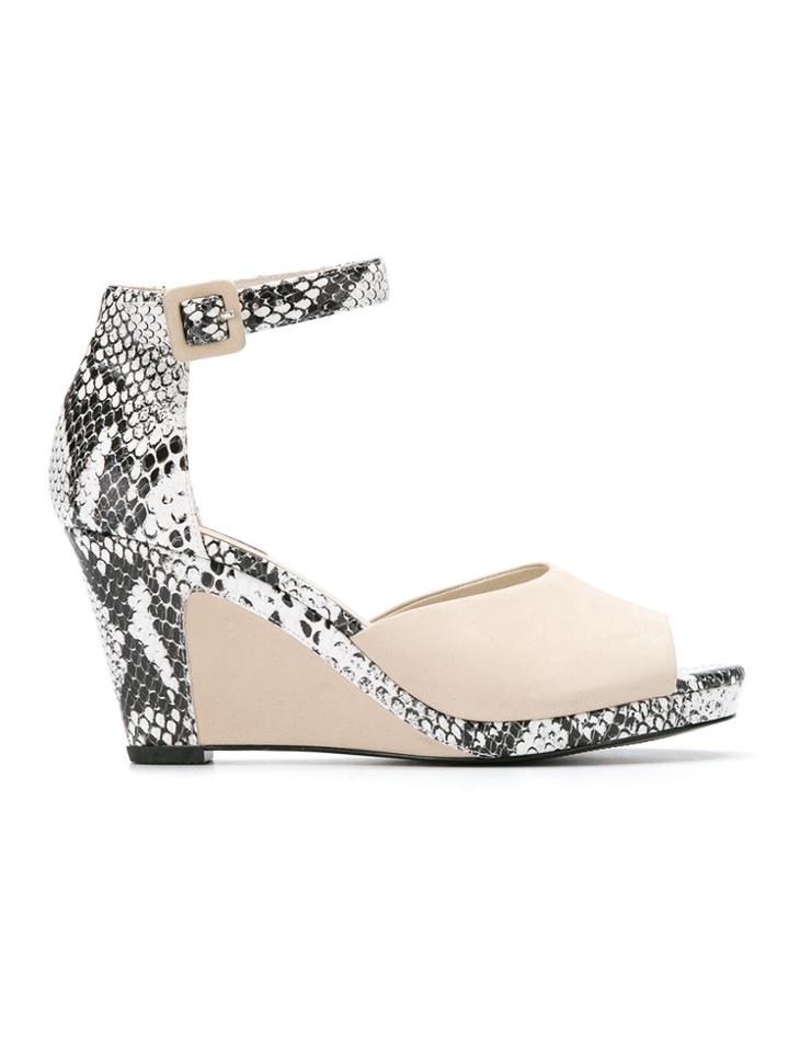 Mara Mac Snakeskin Effect Platform Sandals - Nude & Neutrals