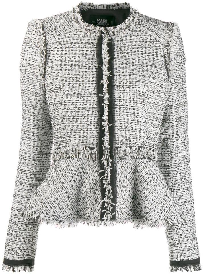 Karl Lagerfeld Peplum Tweed Jacket - White