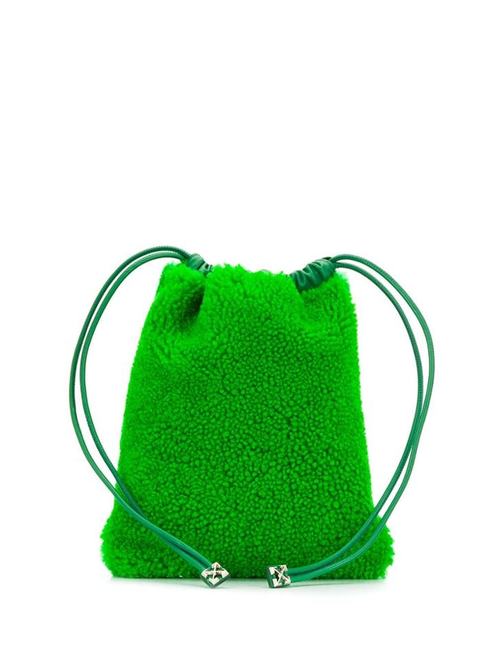 Off-white Mini Shearling Clutch - Green