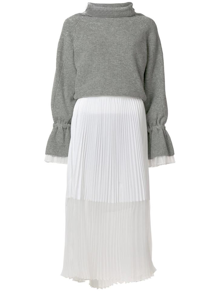 Sacai Pleated Detail Jumper Dress - Grey