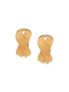 Christian Dior Pre-owned 1980's Embossed X Clip On Earrings - Gold