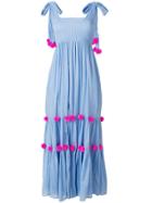 Sundress Pippa Pompom Detail Maxi Dress - Blue
