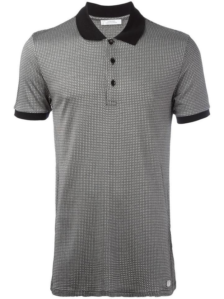 Versace Collection Contrast Collar Polo Shirt, Men's, Size: Small, Black, Viscose/cotton