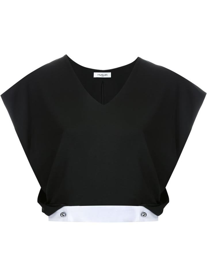 Mugler Cropped V-neck Top