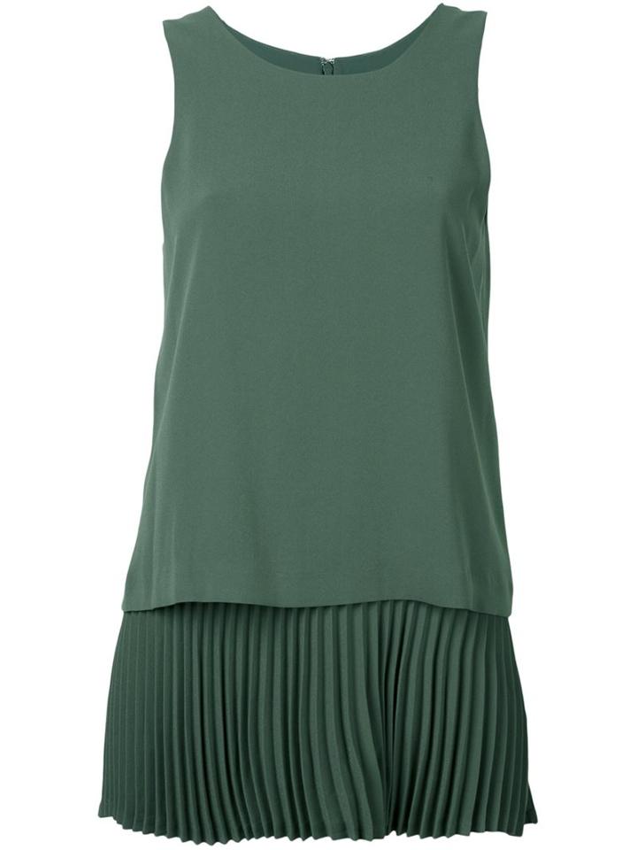 Theory Pleated Layer Top, Women's, Size: 8, Green, Triacetate/polyester