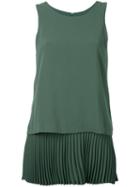 Theory Pleated Layer Top, Women's, Size: 8, Green, Triacetate/polyester