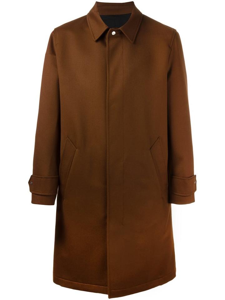 Ami Alexandre Mattiussi Single Breasted Coat, Men's, Size: 46, Brown, Cotton/polyester/acetate/wool