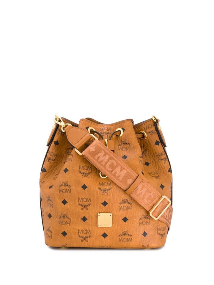 Mcm Logo Bucket Bag - Brown