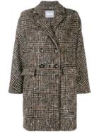 Barba Checked Double Breasted Coat - Nude & Neutrals