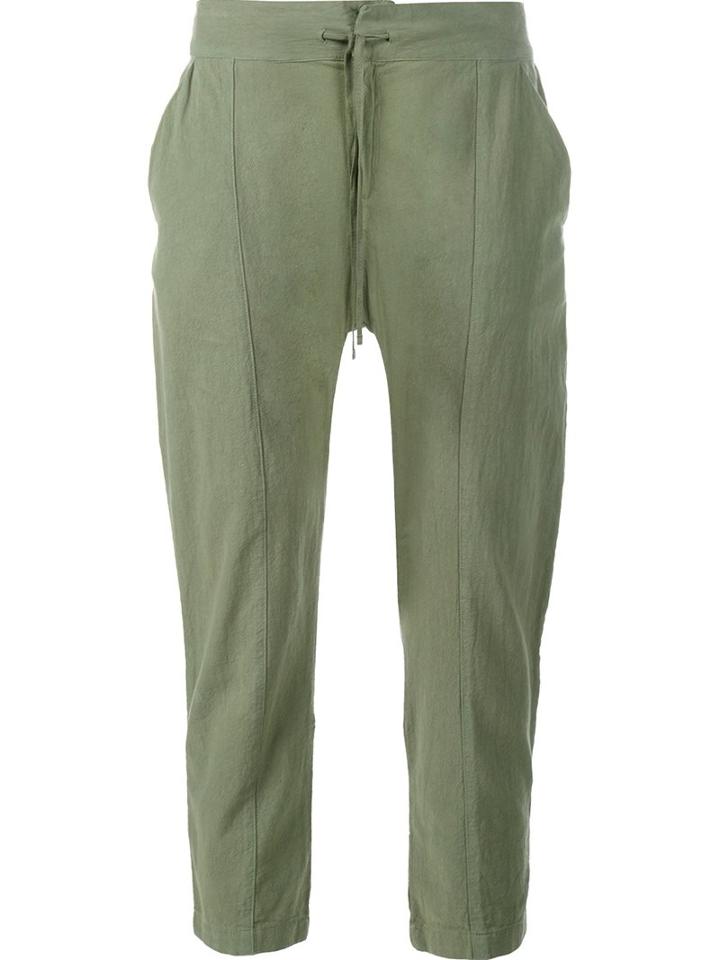 Frame Denim Cropped Cotton Trousers, Women's, Size: Medium, Green, Cotton