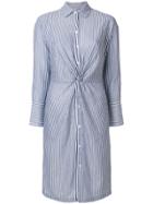 Vince Stripe Twist Front Shirt Dress - Blue