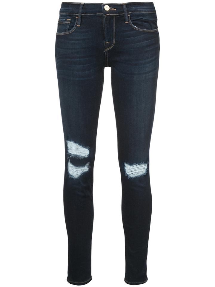 Frame Denim Ripped Skinny Jeans - Blue