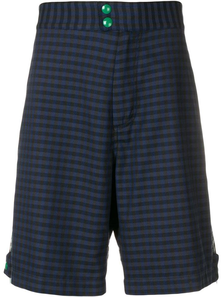 Marni Patchwork Check Shorts - Blue