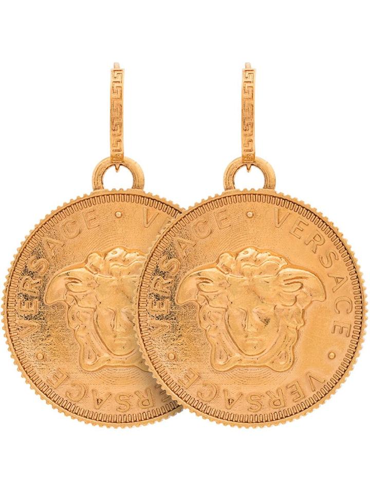 Versace Metallic Tribute Medusa Pendant Earrings
