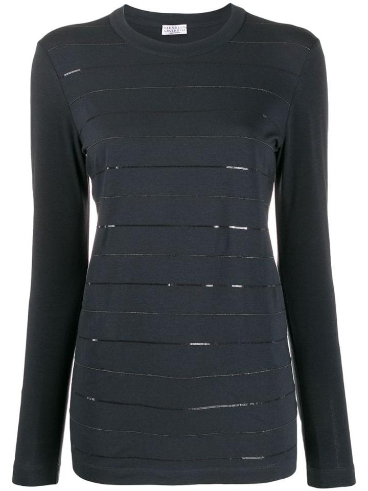 Brunello Cucinelli Sequin Stripes Jumper - Blue