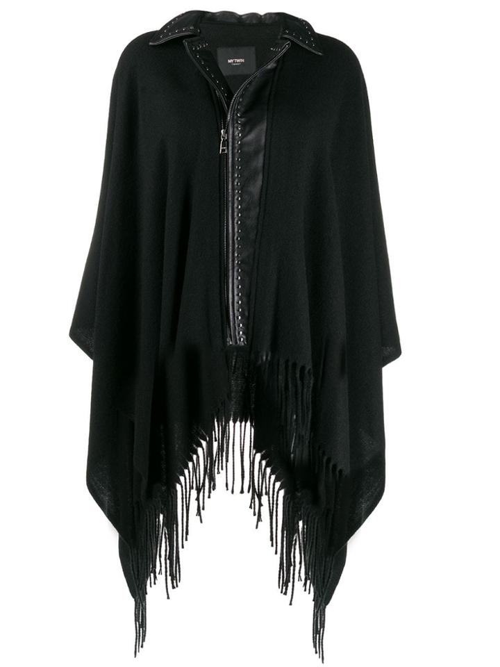 Twin-set Fringed Cape - Black