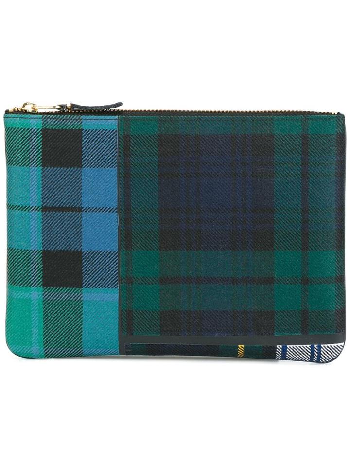 Comme Des Garçons Wallet Tartan Patchwork Clutch - Green