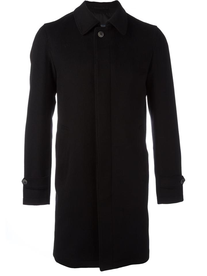 Herno Concealed Fastening Coat, Men's, Size: 46, Black, Cashmere/cupro