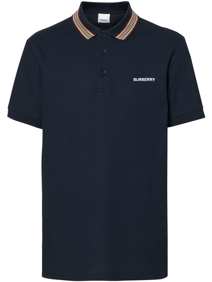 Burberry Icon Stripe Detail Polo Shirt - Blue
