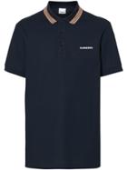 Burberry Icon Stripe Detail Polo Shirt - Blue