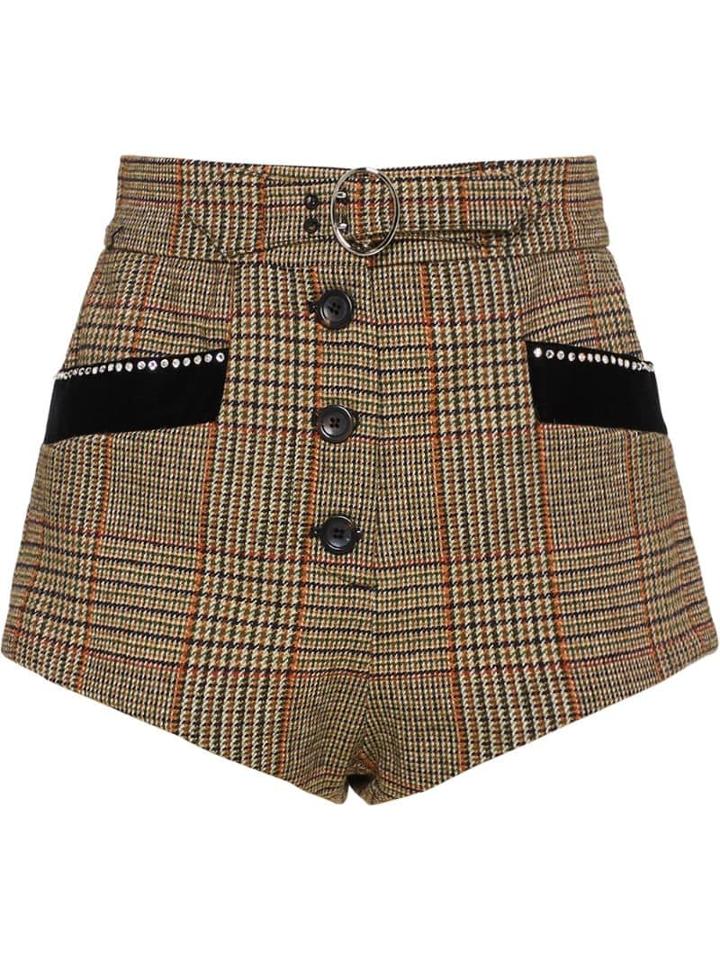Miu Miu Checked Short Shorts - Brown