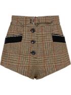 Miu Miu Checked Short Shorts - Brown