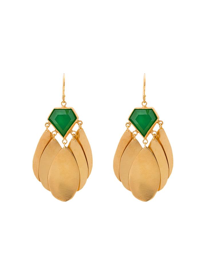 Katerina Makriyianni Jade And Gold Earrings - Metallic