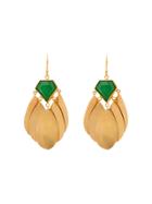 Katerina Makriyianni Jade And Gold Earrings - Metallic