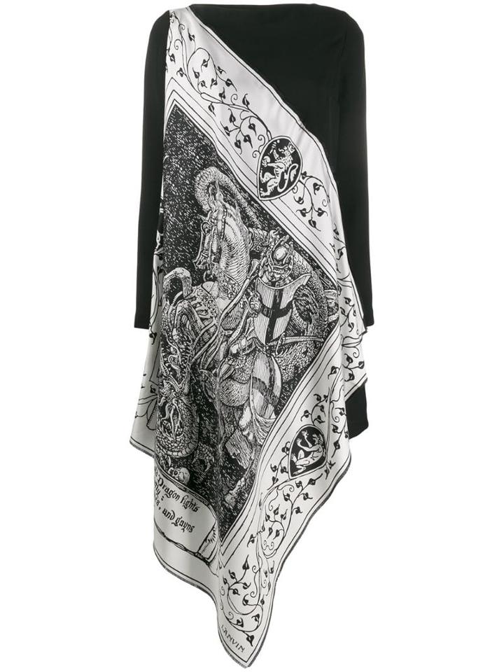 Lanvin Asymmetrical Scarf Dress - Black
