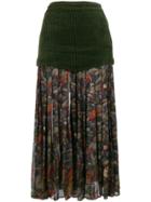 Versace Vintage Floral Pleated Midi Skirt - Green