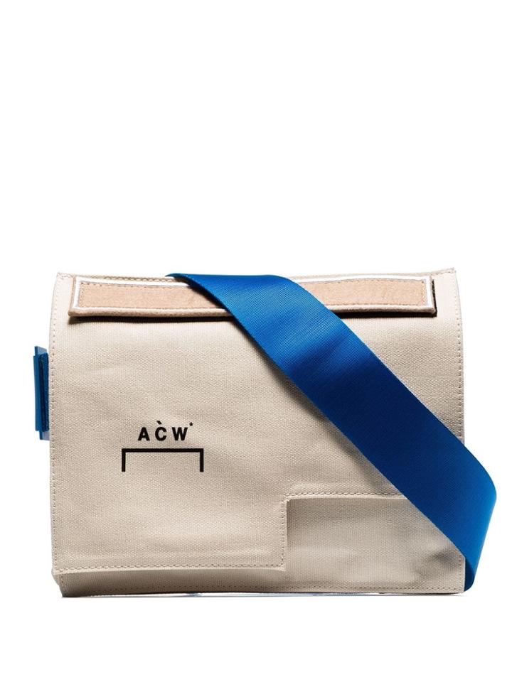 A-cold-wall* Cream Contrast Strap Asymmetric Messenger Bag - Neutrals