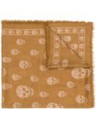 Alexander Mcqueen Skull Print Scarf - Brown