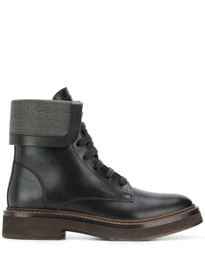Brunello Cucinelli Lace-up Front Boots - Black