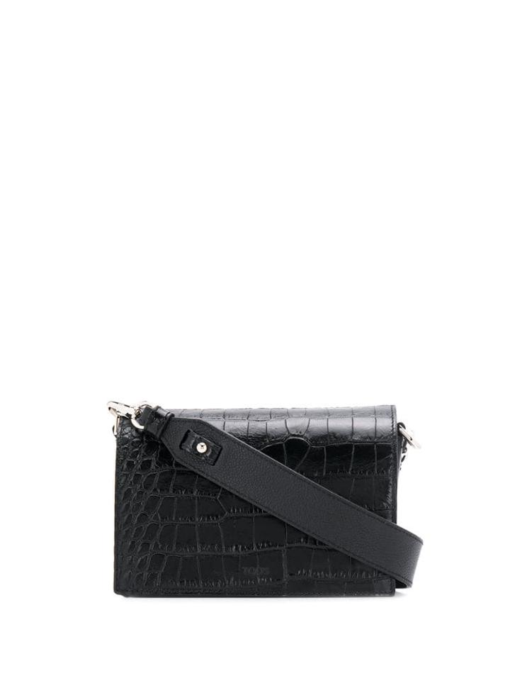 Tod's Crossbody Croc Effect Mini Bag - Black