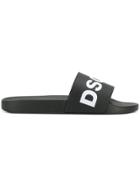 Dsquared2 Branded Toe Detail Sliders - Black